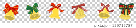 Illustration of bells with mixed ribbons and a line border decoration (transparent background) Illustration of bells with mixed ribbons and a line border decoration (transparent background) 139715787