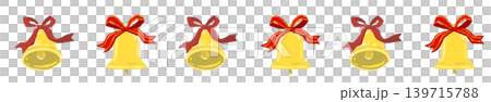 Illustration of a bell with a thin red ribbon and a line border decoration, transparent background. Illustration of a bell with a thin red ribbon and a line border decoration, transparent background. 139715788