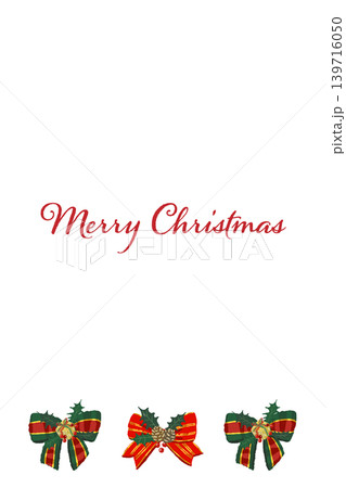 豪華なミックスリボンの下部ボーダー装飾 縦型クリスマスカードテンプレート 背景透過 139716050