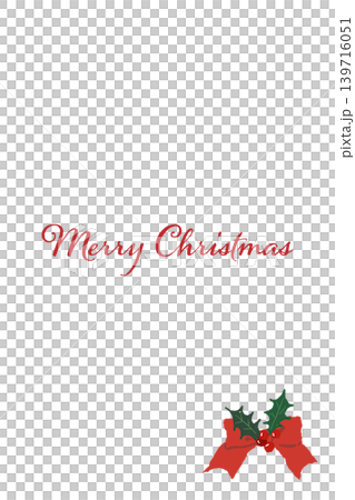 豪華な赤ストライプ柄リボンのコーナー装飾 縦型クリスマスカードテンプレート 背景透過 豪華な赤ストライプ柄リボンのコーナー装飾 縦型クリスマスカードテンプレート 背景透過 139716051