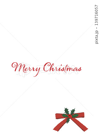 豪華な細め赤リボンのコーナー装飾 縦型クリスマスカードテンプレート 背景透過 豪華な細め赤リボンのコーナー装飾 縦型クリスマスカードテンプレート 背景透過 139716057
