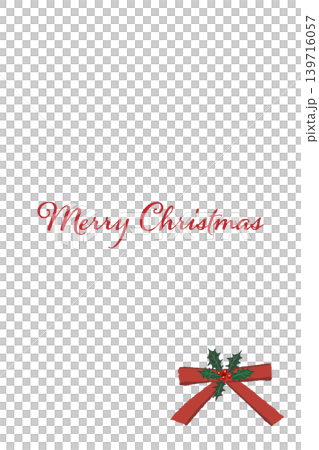 豪華な細め赤リボンのコーナー装飾 縦型クリスマスカードテンプレート 背景透過 豪華な細め赤リボンのコーナー装飾 縦型クリスマスカードテンプレート 背景透過 139716057