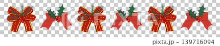A gorgeous red ribbon line border decoration illustration featuring pine cones and holly. Transparent background. A gorgeous red ribbon line border decoration illustration featuring pine cones and holly. Transparent background. 139716094