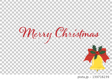 Luxurious red ribbon and simple bell corner decoration horizontal Christmas card template with transparent background Luxurious red ribbon and simple bell corner decoration horizontal Christmas card template with transparent background 139716239