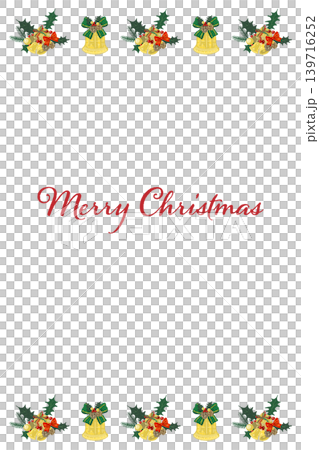 豪華なミックスストライプ柄リボン付きベルの上下ボーダー装飾 縦型クリスマスカードテンプレート 豪華なミックスストライプ柄リボン付きベルの上下ボーダー装飾 縦型クリスマスカードテンプレート 139716252