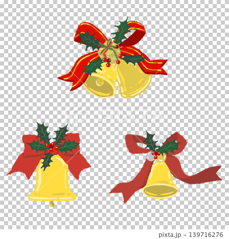 Luxurious red ribbon bell set of 3 (illustration material, transparent background) Luxurious red ribbon bell set of 3 (illustration material, transparent background) 139716276