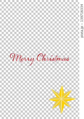 ゴールドの八芒星のコーナー装飾 縦型クリスマスカードテンプレート 背景透過 139716334