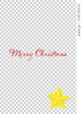 ゴールドの丸っこい星のコーナー装飾 縦型クリスマスカードテンプレート 背景透過 139716335