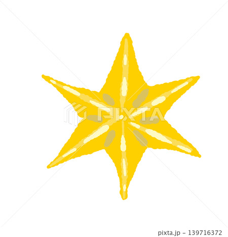 ゴールドの立体的な六芒星 単体イラスト 背景透過 139716372