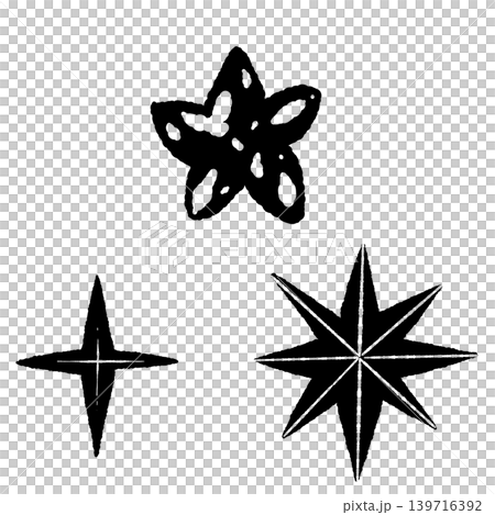 單色星形三件組 A - 透明背景插畫素材 單色星形三件組 A - 透明背景插畫素材 139716392