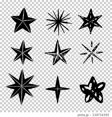 Monochrome Star Illustration Set (Transparent Background) Monochrome Star Illustration Set (Transparent Background) 139716395