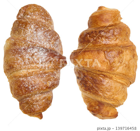 Baked crispy croissant on isolated background 139716458
