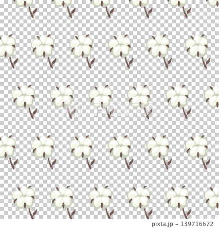 Cotton flower berry grid seamless pattern background illustration 139716672