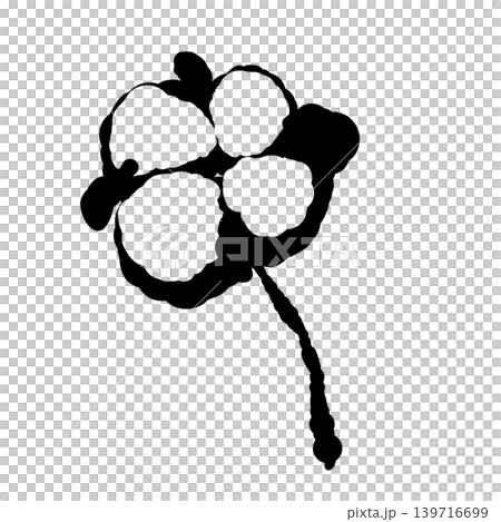 コットンフラワーの実 枝付きモノクロ単体イラスト 背景透過素材 139716699