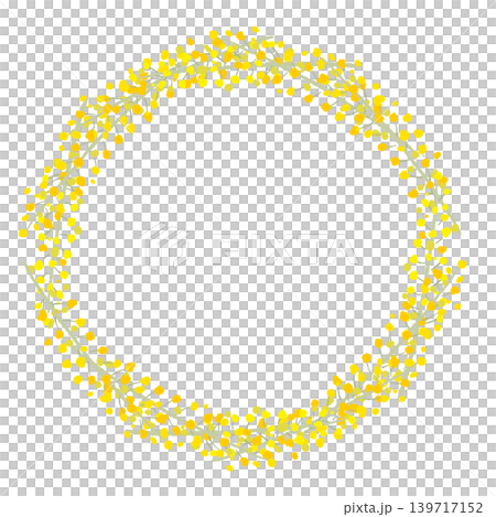 Round Mimosa Acacia Flower Garland Frame 139717152