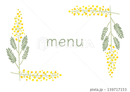 Menu Card Template with Mimosa Sprig Corner Design Menu Card Template with Mimosa Sprig Corner Design 139717153