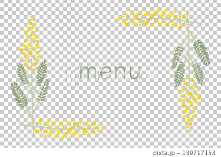 Menu Card Template with Mimosa Sprig Corner Design Menu Card Template with Mimosa Sprig Corner Design 139717153
