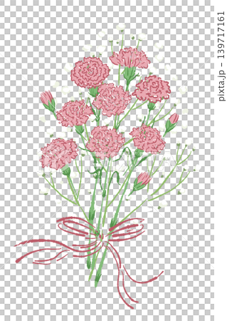 Pink Carnation Bouquet with Ribbon for Mother's 139717161