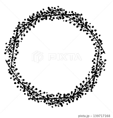 Round Mimosa Garland Frame for Botanical Design 139717168