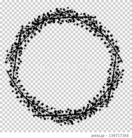 Round Mimosa Garland Frame for Botanical Design 139717168