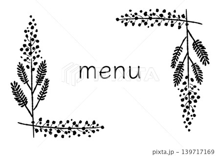 Menu Card Template with Mimosa Corner Decoration 139717169