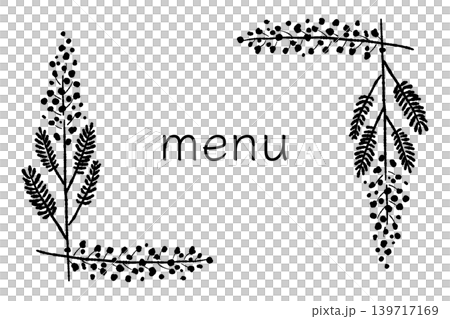 Menu Card Template with Mimosa Corner Decoration 139717169