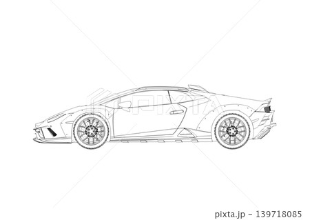 car outline drawing, sketch, contour image 139718085