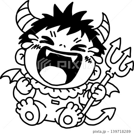 ギャン泣きする可愛い小悪魔のキャラクターイラスト 激しく泣くベビーデビル 感情爆発 ベクター ギャン泣きする可愛い小悪魔のキャラクターイラスト 激しく泣くベビーデビル 感情爆発 ベクター 139718289