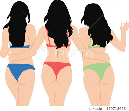 水着を着た女性が浜辺にいるイラスト 水着を着た女性が浜辺にいるイラスト 139718658