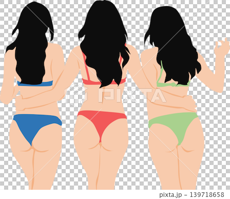 水着を着た女性が浜辺にいるイラスト 水着を着た女性が浜辺にいるイラスト 139718658