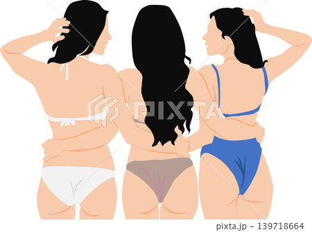 水着を着た女性が浜辺にいるイラスト 水着を着た女性が浜辺にいるイラスト 139718664