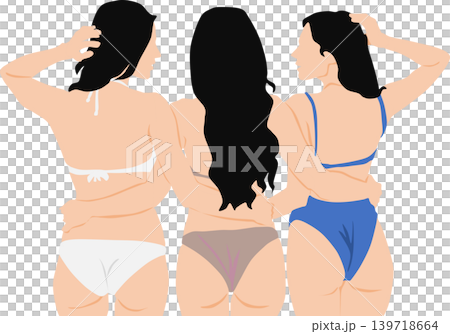 水着を着た女性が浜辺にいるイラスト 水着を着た女性が浜辺にいるイラスト 139718664
