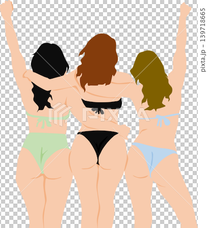水着を着た女性が浜辺にいるイラスト 139718665