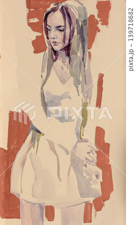 watercolor painting, female portrait, handmade watercolor painting, female portrait, handmade 139718682