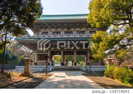 神奈川県横浜市 青空にそびえ立つ大本山總持寺の巨大な三門(山門) 神奈川県横浜市 青空にそびえ立つ大本山總持寺の巨大な三門(山門) 139719041