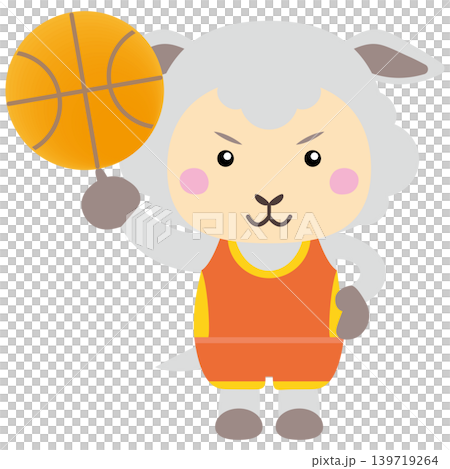 バスケットボールを楽しむ羊キャラクターのスポーツイラスト 139719264