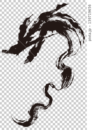 日式水墨風格的龍向量插圖:黑龍剪影藝術 日式水墨風格的龍向量插圖:黑龍剪影藝術 139719656