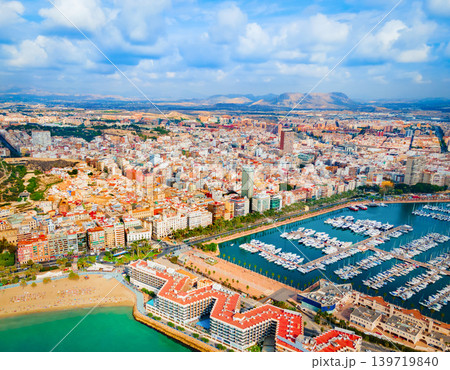 Alicante city port aerial panoramic view, Spain 139719840