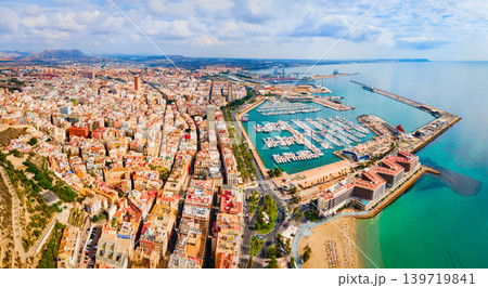 Alicante city port aerial panoramic view, Spain 139719841