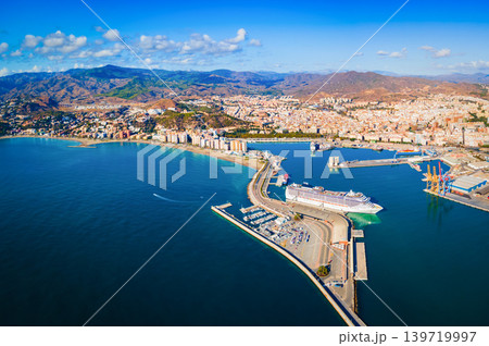 Malaga city port aerial panoramic view in Andalusia 139719997