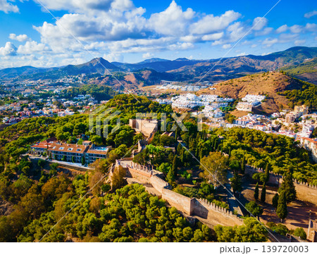 Castillo Gibralfaro Fortress aerial panoramic view, Malaga Castillo Gibralfaro Fortress aerial panoramic view, Malaga 139720003