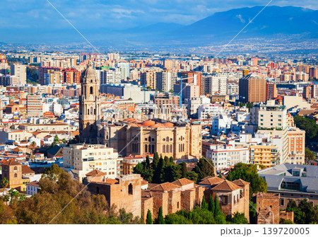 Malaga Cathedral aerial panoramic view in Andalusia, Spain 139720005
