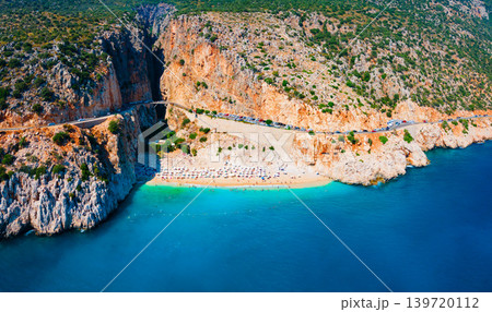 Kaputas Beach aerial panoramic view in Turkey Kaputas Beach aerial panoramic view in Turkey 139720112