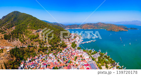 Fethiye city and port aerial panoramic view in Turkey 139720178
