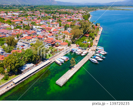 Koycegiz town and lake aerial panoramic view in Turkey Koycegiz town and lake aerial panoramic view in Turkey 139720235