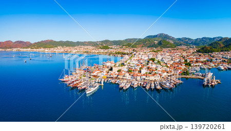 Marmaris marina aerial panoramic view in Mugla Province in Turkey 139720261