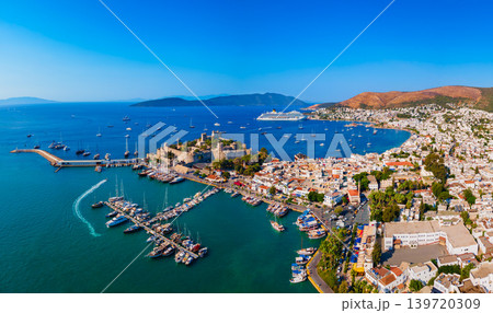 Bodrum beach and marina aerial panoramic view in Turkey Bodrum beach and marina aerial panoramic view in Turkey 139720309