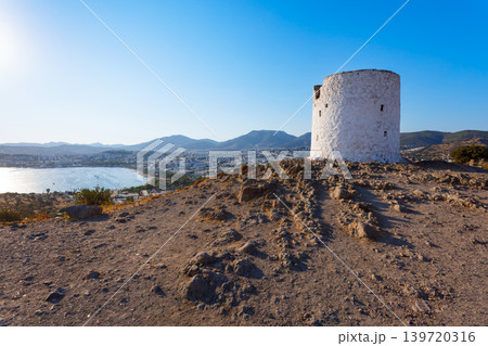 Bodrum windmill ruins in Bodrum city in Turkey Bodrum windmill ruins in Bodrum city in Turkey 139720316