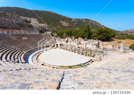 Ephesus Ancient Greek Theatre is located in Izmir Province in Turkey Ephesus Ancient Greek Theatre is located in Izmir Province in Turkey 139720390
