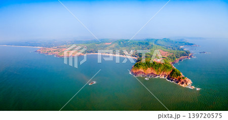 Kudle Beach aerial panoramic view in Gokarna, India Kudle Beach aerial panoramic view in Gokarna, India 139720575